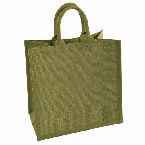 Jute Olive Green Shopping Bag
