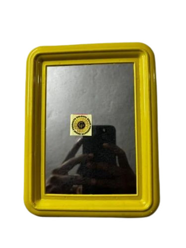 Lemon Yellow Rectangular Plastic Wall Mirror - Glass, 13x9 Inches, Wide Screen Support