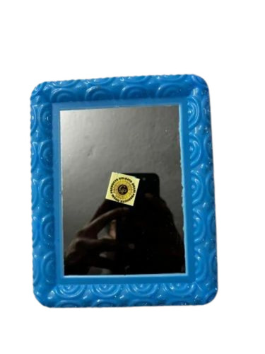 Ocean Blue Rectangular Plastic Wall Mirror - 12x8 Inches, Polished Glass Surface