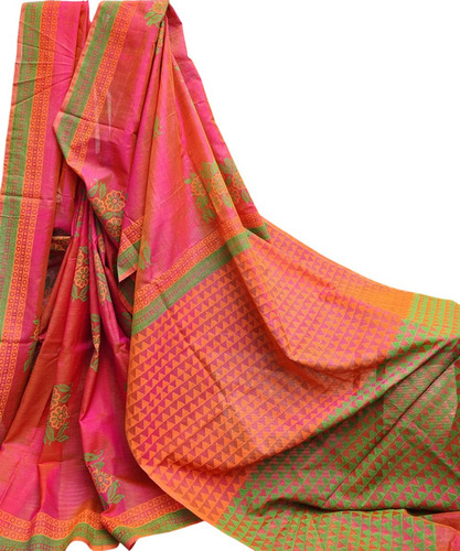 Pure Handloom Silk Cotton Saree - Cotton Silk, 5.5m, Multicolor | Printed Design, Festive Wear, With Blouse Piece