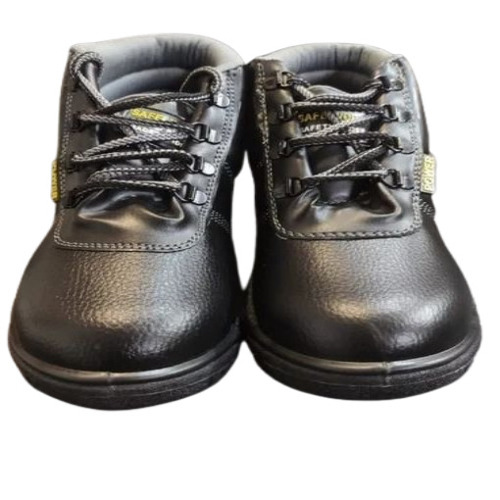 Safety Shoes - Leather Upper, Steel Toe, Medium Heel, Black | Durable Soles, Reliable Grip, Lightweight, Water-Resistant