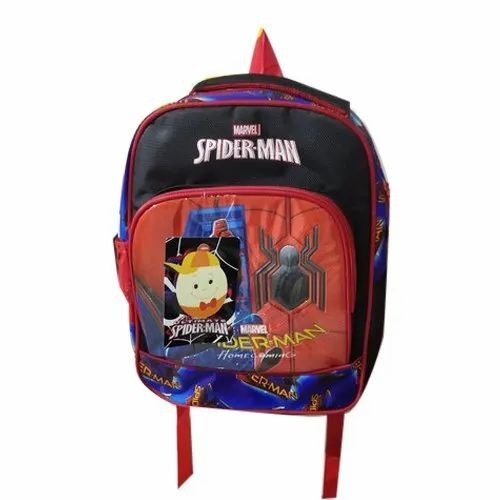 Spider Man Kids School Bag - Matty Material, Various Sizes, Multicolor | Biodegradable, Moisture Proof, Shock Resistant, Recyclable, Security Features