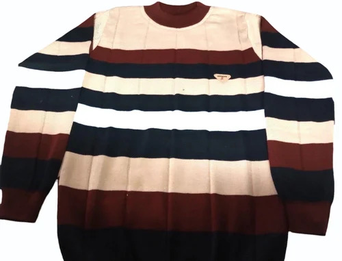 Striped Pattern Mens Full Sleeves Sweaters