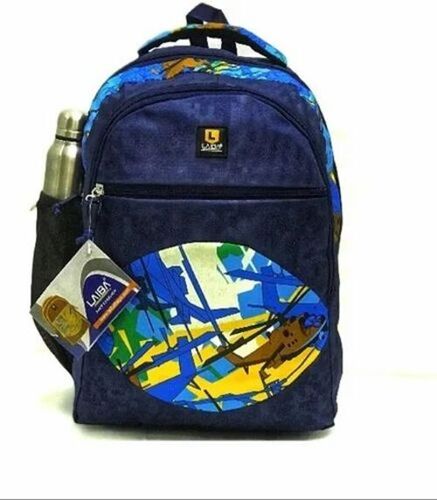 Unisex Blue Printed Polyester School Bag