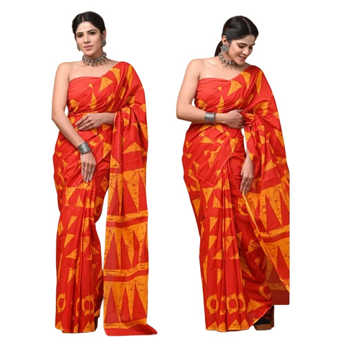 Women Block Printed Cotton Saree