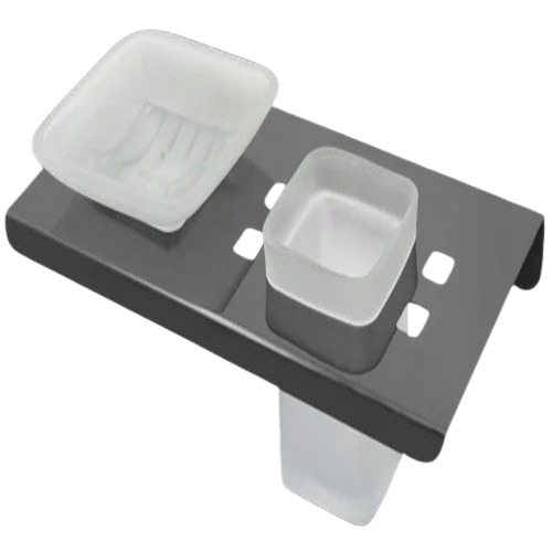 02 Glass Soap Dish With Tumbler Square