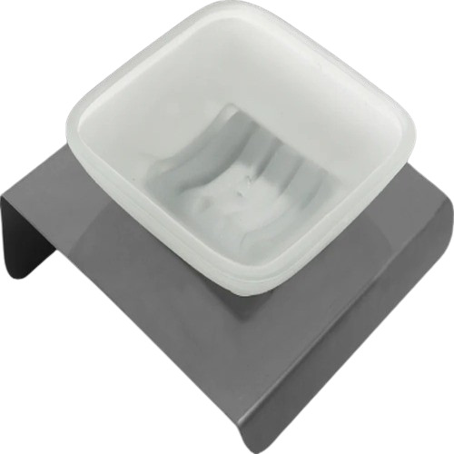 04 Glass Soap Dish Square - 127x127 mm, Silver Matte Black, Adhesive Mounted | Good Quality, Customizable Finish