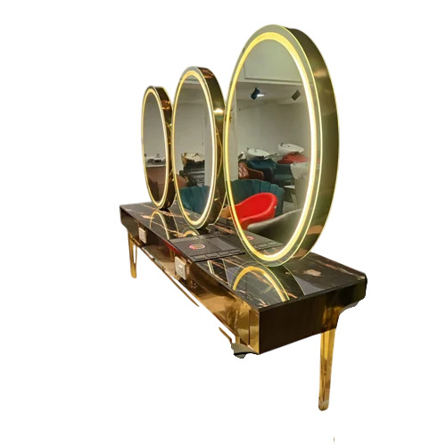 30X30 Inches Aluminium LED Mirror - Yellow Frame, Round, Double-Sided, Free-Standing Floor-Mount