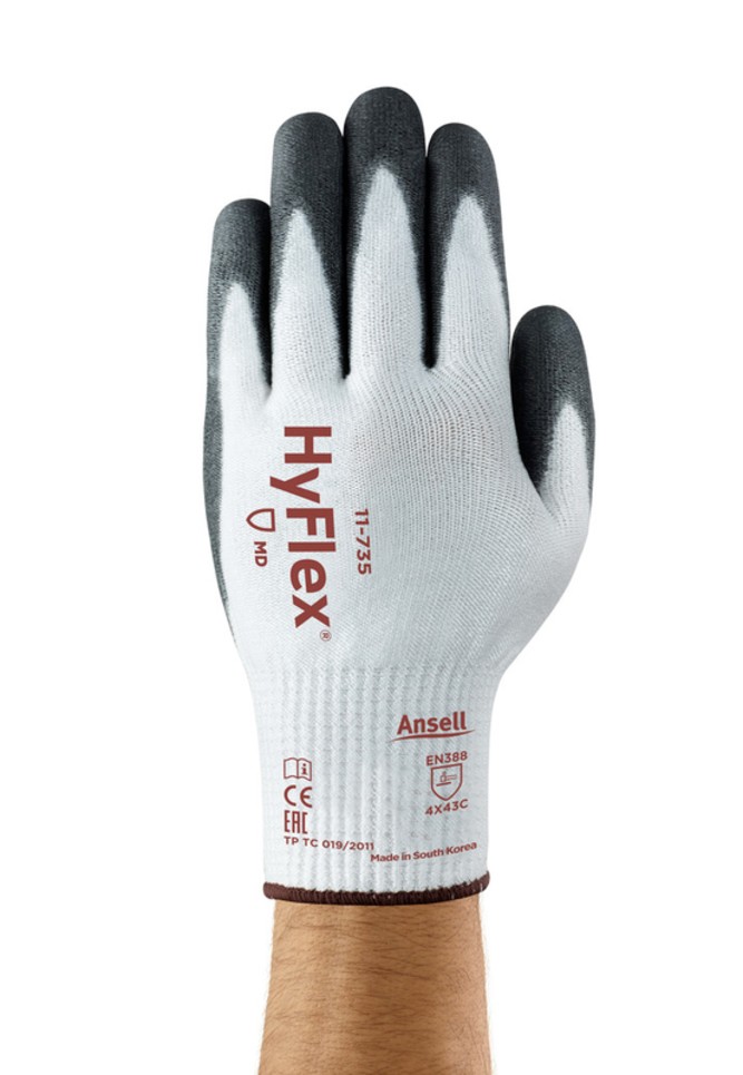 Ansell Hyflex 11-735 10 Gauge Intercept Yarn High Cut Resistance Gloves - Material: Polyurethane