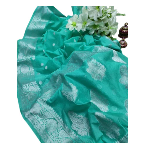Aqua Green Banarasi Semi Georgette Dyed Sarees