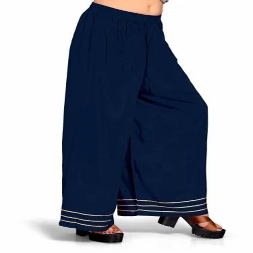 Blue Rayon Palazzo Pant - Rayon, 38 Inch, Blue | Anti Wrinkle, Breathable, Washable, Fine Finish