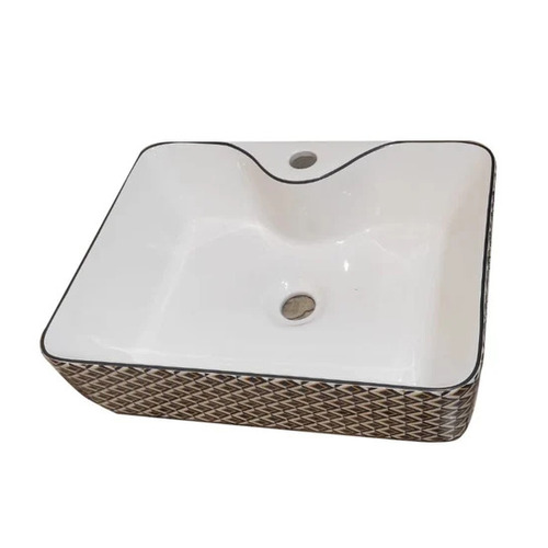 Ceramic Glossy Table Top Wash Basin - Square Shape, Glossy Finish, Crack Proof | One Piece, Multi-Color, Bathroom Use