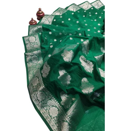 Dark Green Banarasi Semi Georgette Dyed Sarees