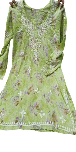 Hand Work Multi Thread Lucknowi Kurtis