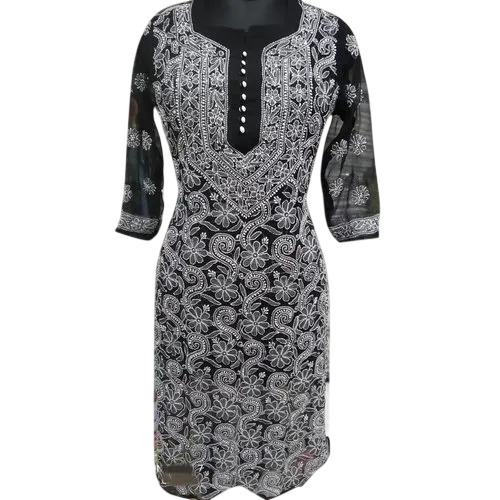 Ladies Black Chikan Kurti