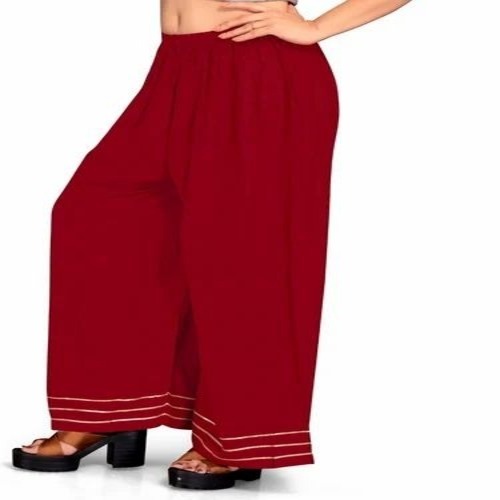 Ladies Maroon Rayon Palazzo