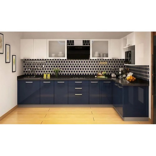 Modern Wooden Designer L Shape Modular Kitchen