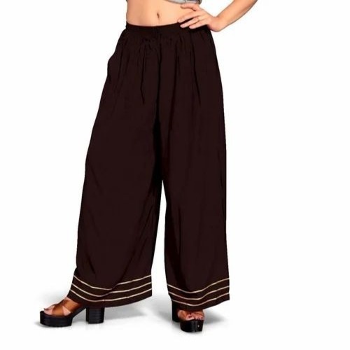 Plain Rayon Palazzo Pant - Rayon, 38 Inch, Chocolaty Brown | Anti Wrinkle, Breathable, Fine Finish, Washable