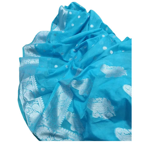 Sky Blue Banarasi Semi Georgette Dyed Sarees