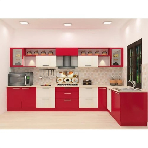 Wooden Classic L Shape Modular Kitchen