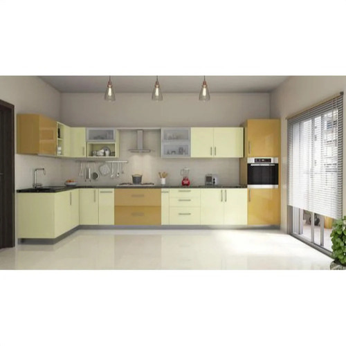 Wooden Modern L Shape Modular Kitchen