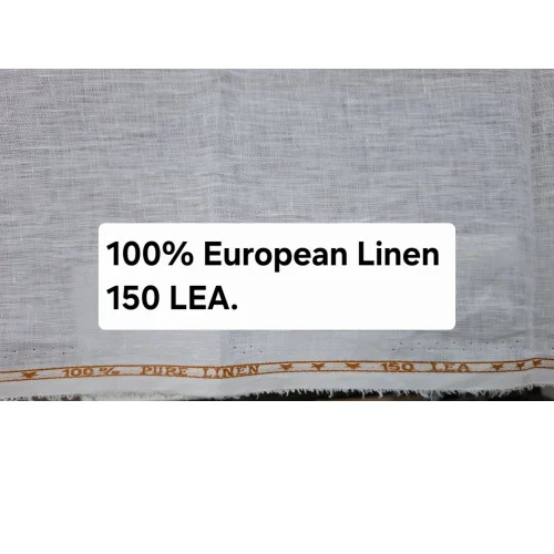 150 LEA 100% Linen Fabric 58 Inch White, Knitted Plain, 150 gsm, Washable | Ultrafine Texture, Breathable, Natural Drape, Moisture Absorbent
