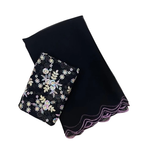 Black Pure Georgette Saree With Designer Blouse