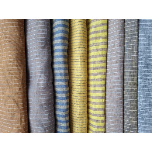 European Linen Fabrics - 58 Inch Width Multicolour Striped Knit, Washable, Soft Breathable Texture