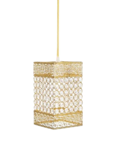 Golden Crystal Pendant Lamp - Iron Material, Customized Size, Multiple Colors | Energy Saving Light Source, Electric Power Source, Rectangle Shape, Modern Style, Heavy Duty