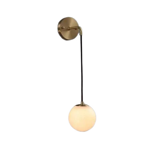 Modern Globe Wall Light - Metal, Standard Size, Golden, LED Electric | Wall Mounted, Heavy Duty, Industrial Use, 1 Year Warranty