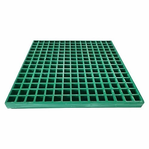 45mm FRP Gratings - 45mm Height 38x38mm Mesh Green Anti-Skid Grit Surface | Arihant Industrial Panel
