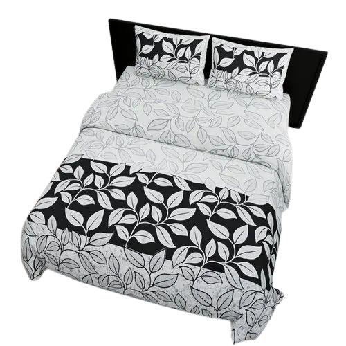 Black And White Jaipuri Printed King Size Bed Sheet