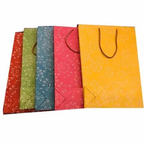Designer Craft Paper Shopping Bag - Kraft Paper, 2 Kg Capacity, Multi Color | Biodegradable, Recyclable, Handled, Printed