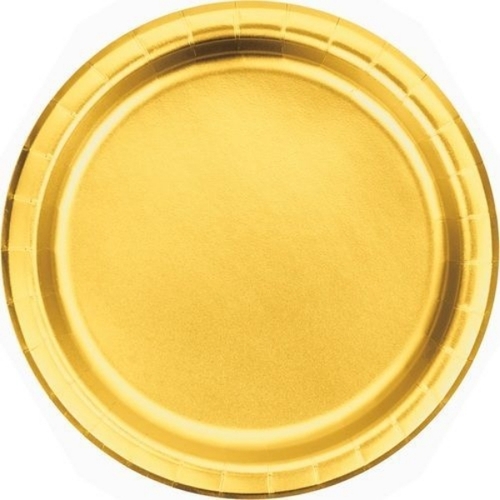 Dinner Paper Plates - Paper Round Gold | Disposable Eco Friendly Lightweight Sturdy Moisture Resistant Heat Resistant Stackable