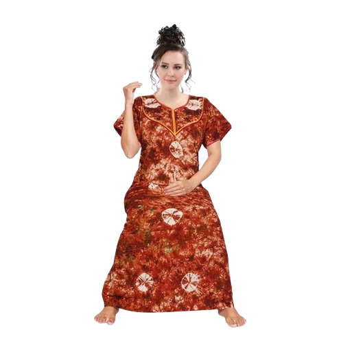 Ladies Brown Cotton Feeding Nightgown