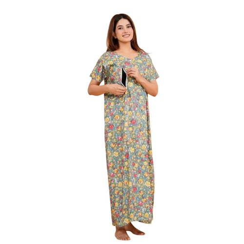 Ladies Light Green Cotton Feeding Nightgown