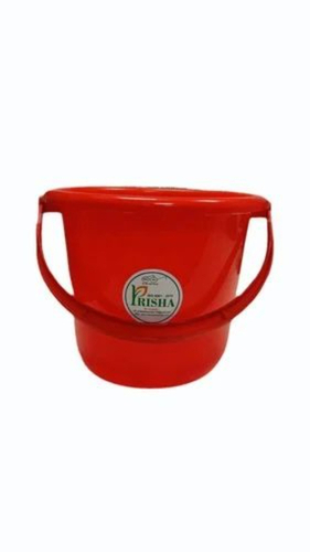 Plastic Bathing Buckets - HDPE 10 Litre Red, Smooth Glossy Finish | Impact Resistant, Water Impervious, Stackable