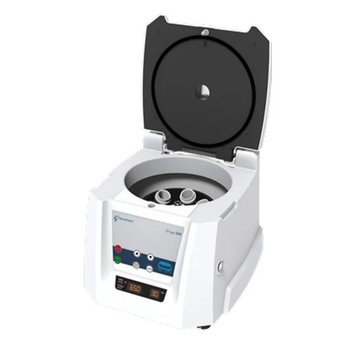 Portable Pharmaceutical Centrifuge - Plastic, White & Black, 500-6500 RPM, Timer 1-30 Min | Lid Lock Safety, Smart Airflow