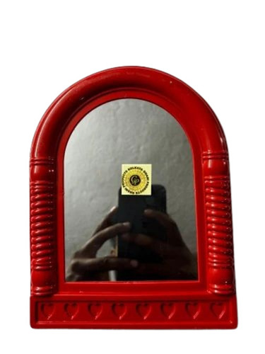 Red Arched Plastic Wall Mirror