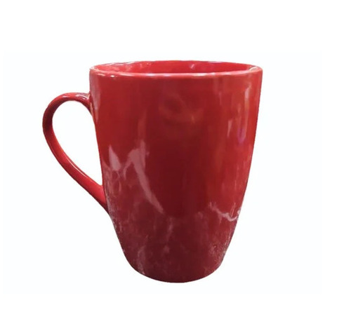 Red Ceramic Coffee Mug - Ceramic, 250 ml, Red, White, Blue | Smooth Texture, Polished Surface, Elegant Look
