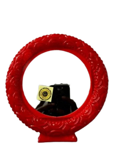 Red Round Plastic Wall Mirror - Glass & Plastic, 13x13 Inches, Red, Polished Finish, Wide Screen Support