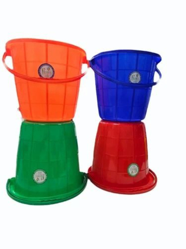 Round Plastic Bucket - HDPE 15 Litre, Multi-Color, Heat Resistant, Leak Proof, Stackable