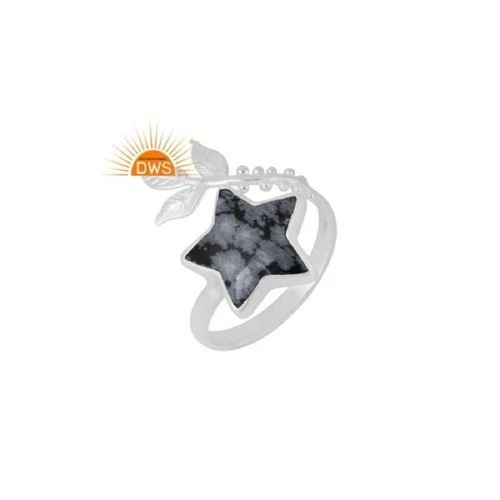 925 Fine Sterling Silver Star And Leaf Shape Ring