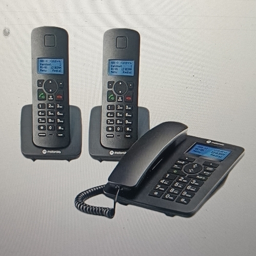 Motorola Voice C42 Corded Phone System + 2 Digital Cordless Handsets