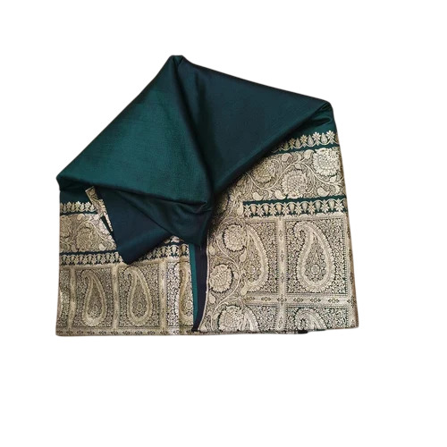 Embroidered Banarasi Wedding Saree - Silk, 5.5m, Green and Golden | Women, Summer Winter, With Silk Blouse Piece