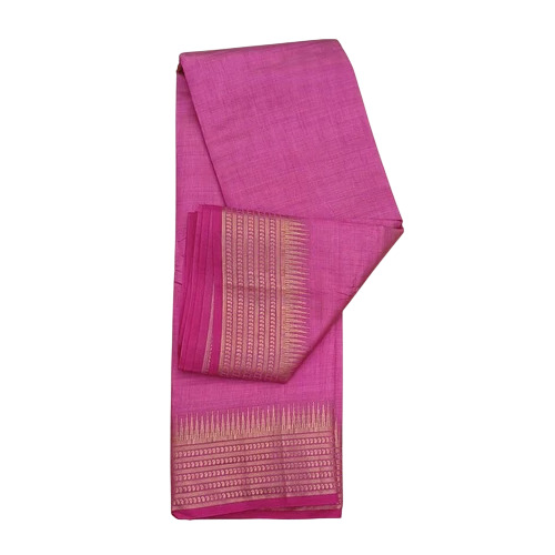Mangalagiri Cotton Pink Saree