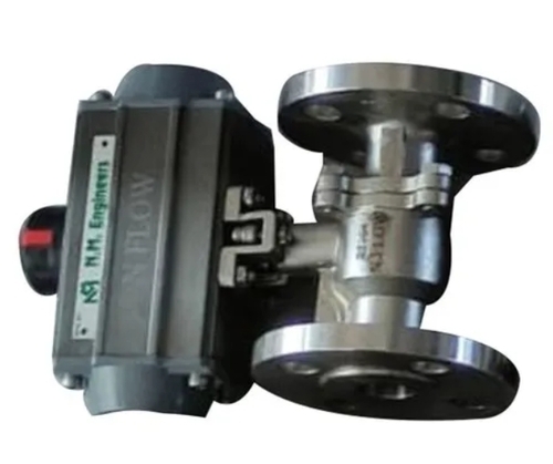 4 Inch 2 Pc With Double Acting Actuator Operated Ball Valve - Color: Black