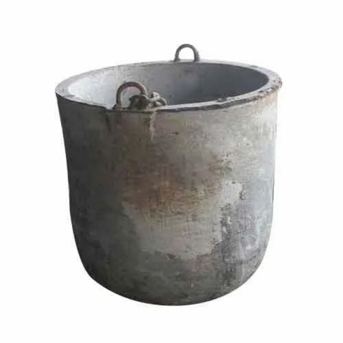 Cast Iron Crucible - Round Shape, Standard Size, Gray, Galvanized Surface, Rust Proof, High Strength, Floor Mounted