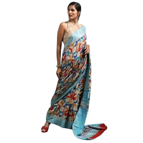 Sky Blue Border Ghicha Saree
