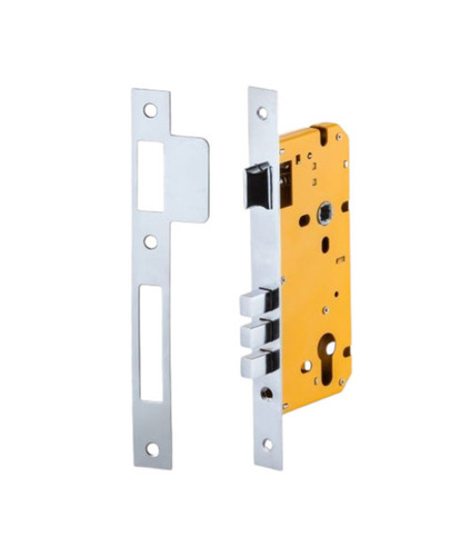 SS Mortise Door Lock - Stainless Steel, Polished Finish, Silver and Yellow | Rectangular Shape, Door Fitting Usage